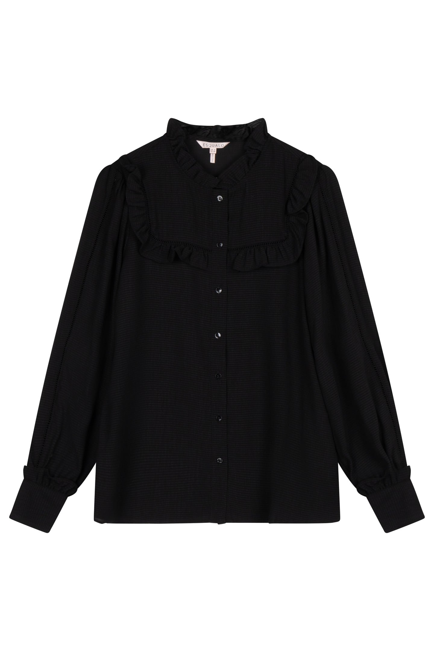 BLOUSE RUFFLES STRUCTURED FABRIC BLACK 6