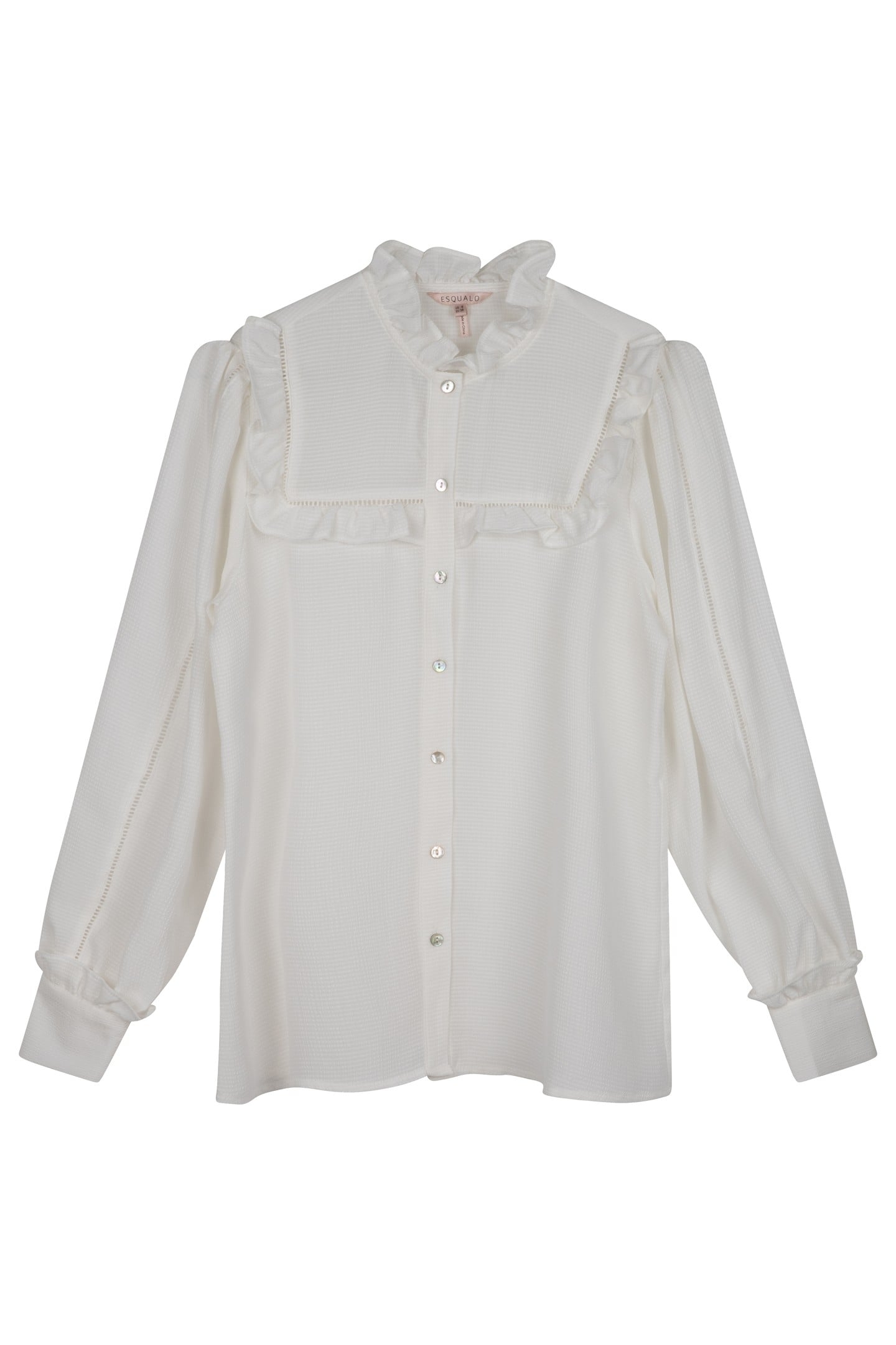 BLOUSE RUFFLES STRUCTURED FABRIC OFF WHITE 4