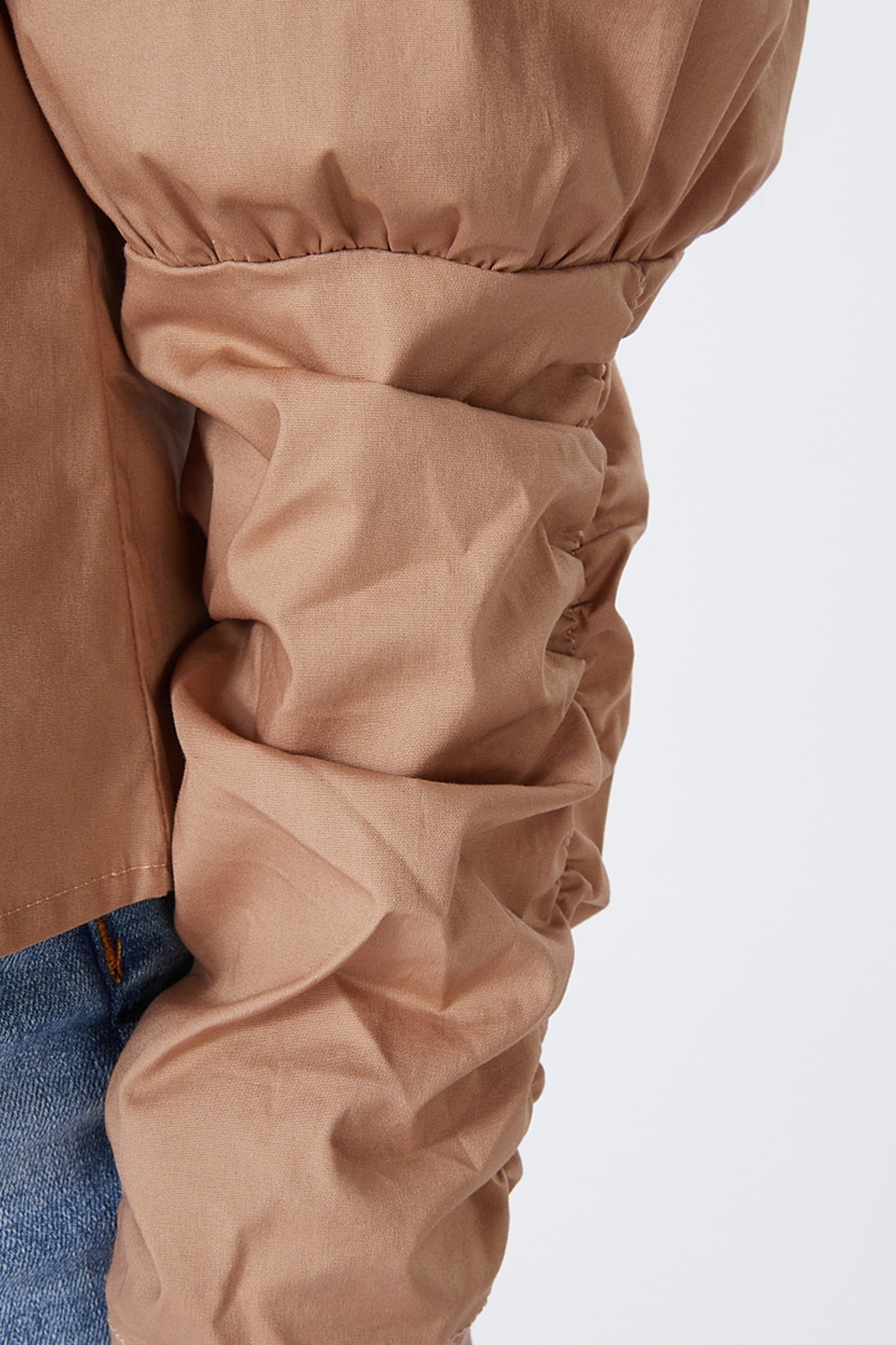 BLOUSE ELASTICATED SLV POPLIN CAMEL 5