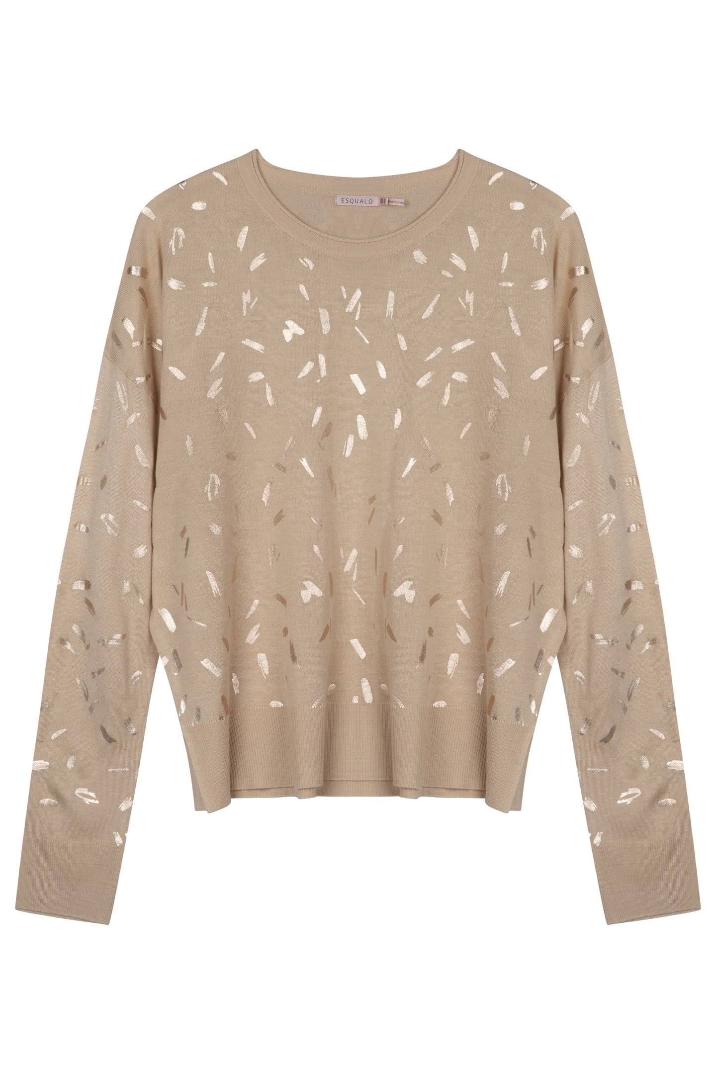 SWEATER FOIL PRINT L/SLV WARM SAND 3