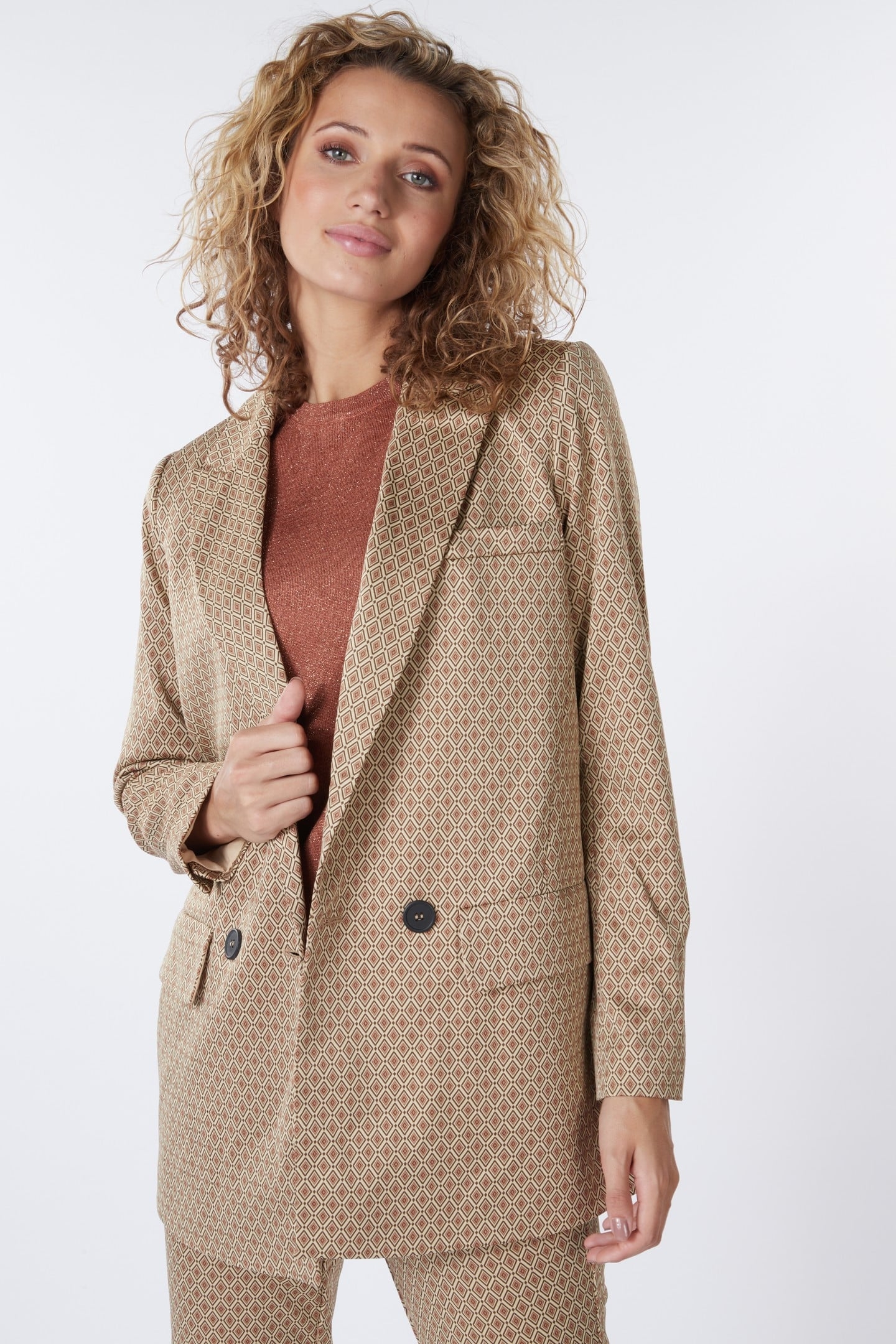 BLAZER DOUBLE BREASTED KNITTED DIAMOND PRINT 3