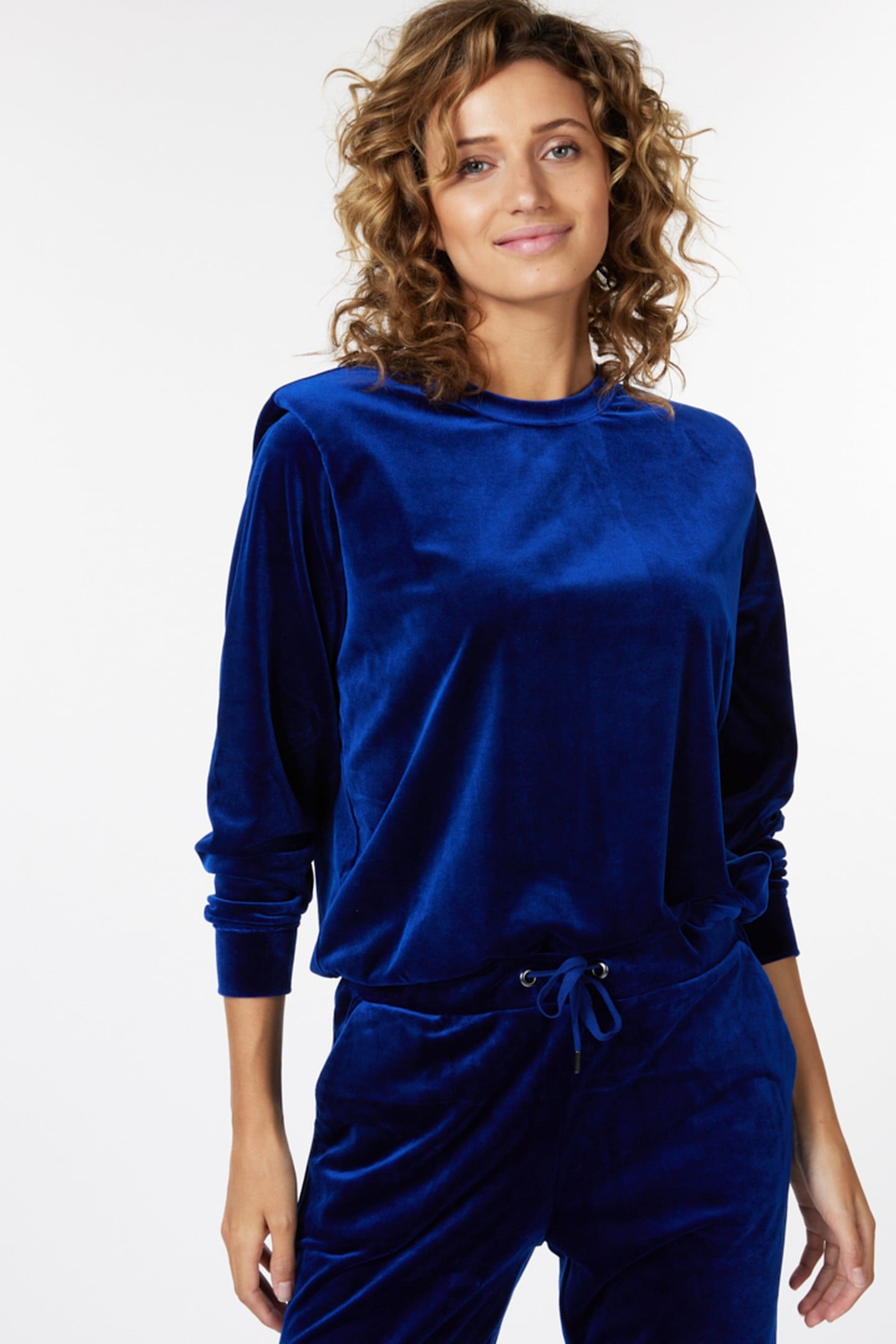 SWEATER SHOULDER DETAILS VELOURS BLUE 2