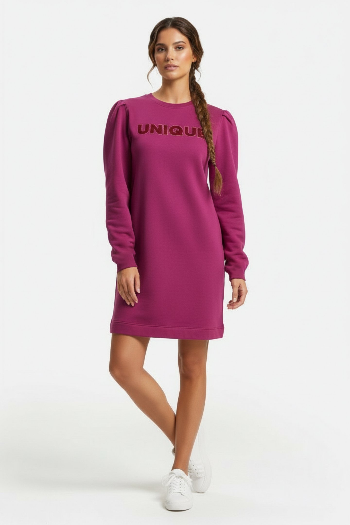 DRESS FLOCK PRINT PURPLE 1