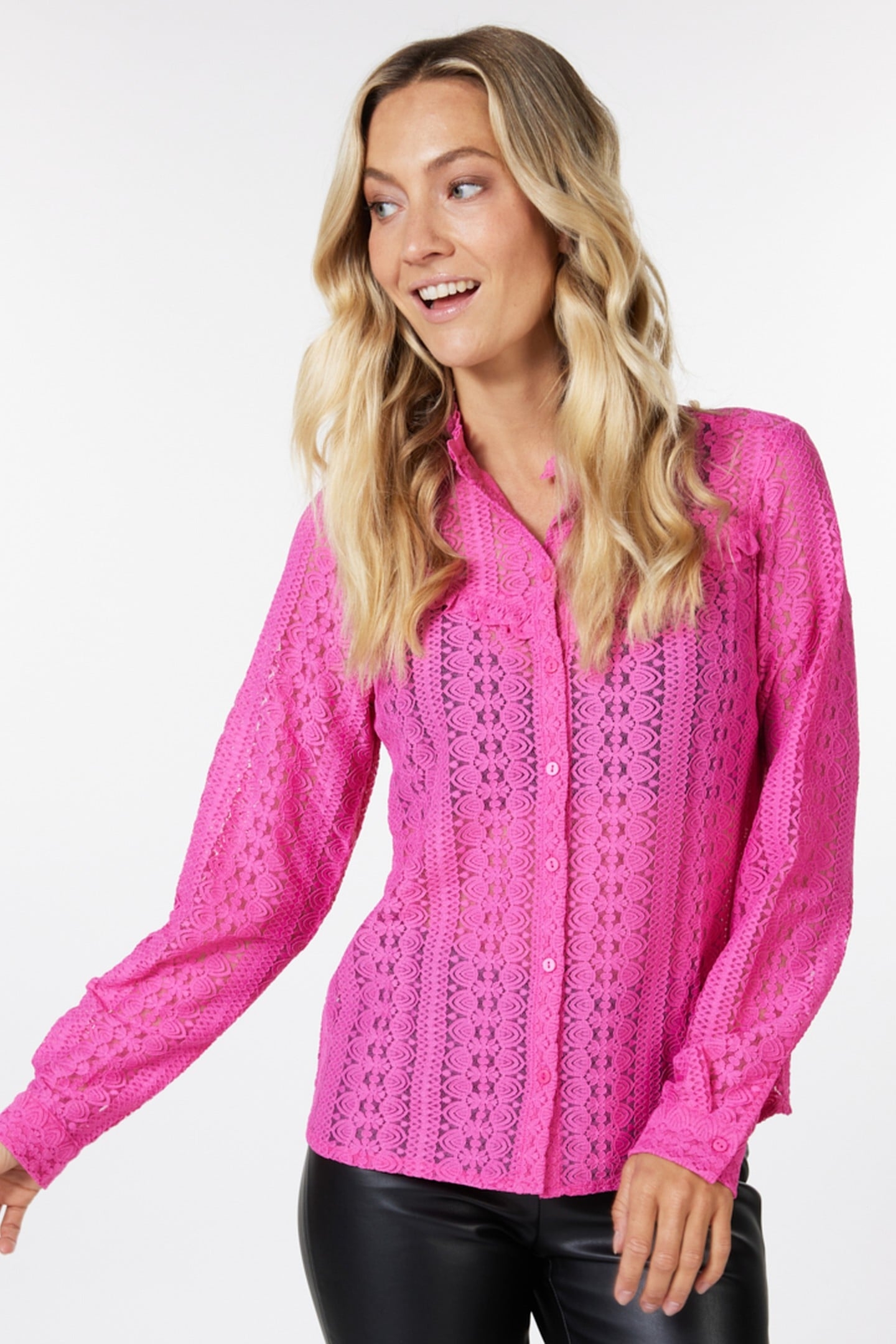 BLOUSE LACE RUFFLES PINK 2