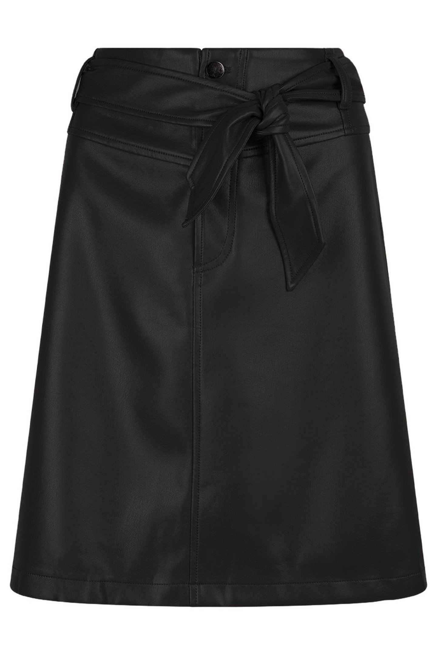 SKIRT BELTED A-LINE PU BLACK 1