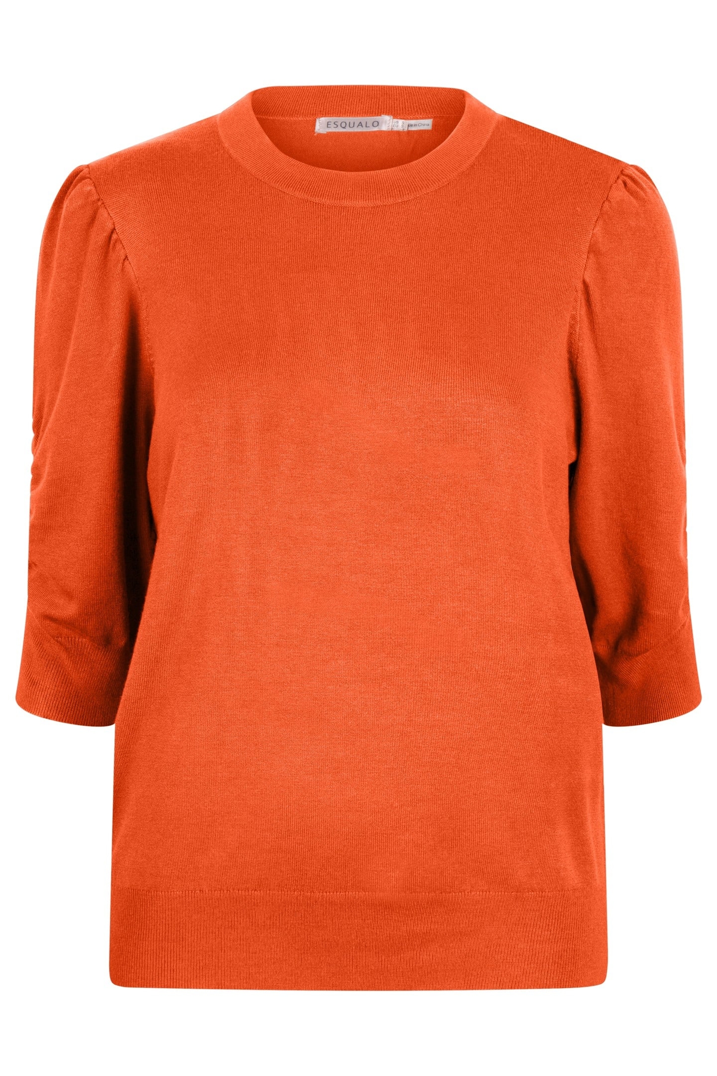 SWEATER SHORT PUFF SLV BASIC KNIT ORANGE 1