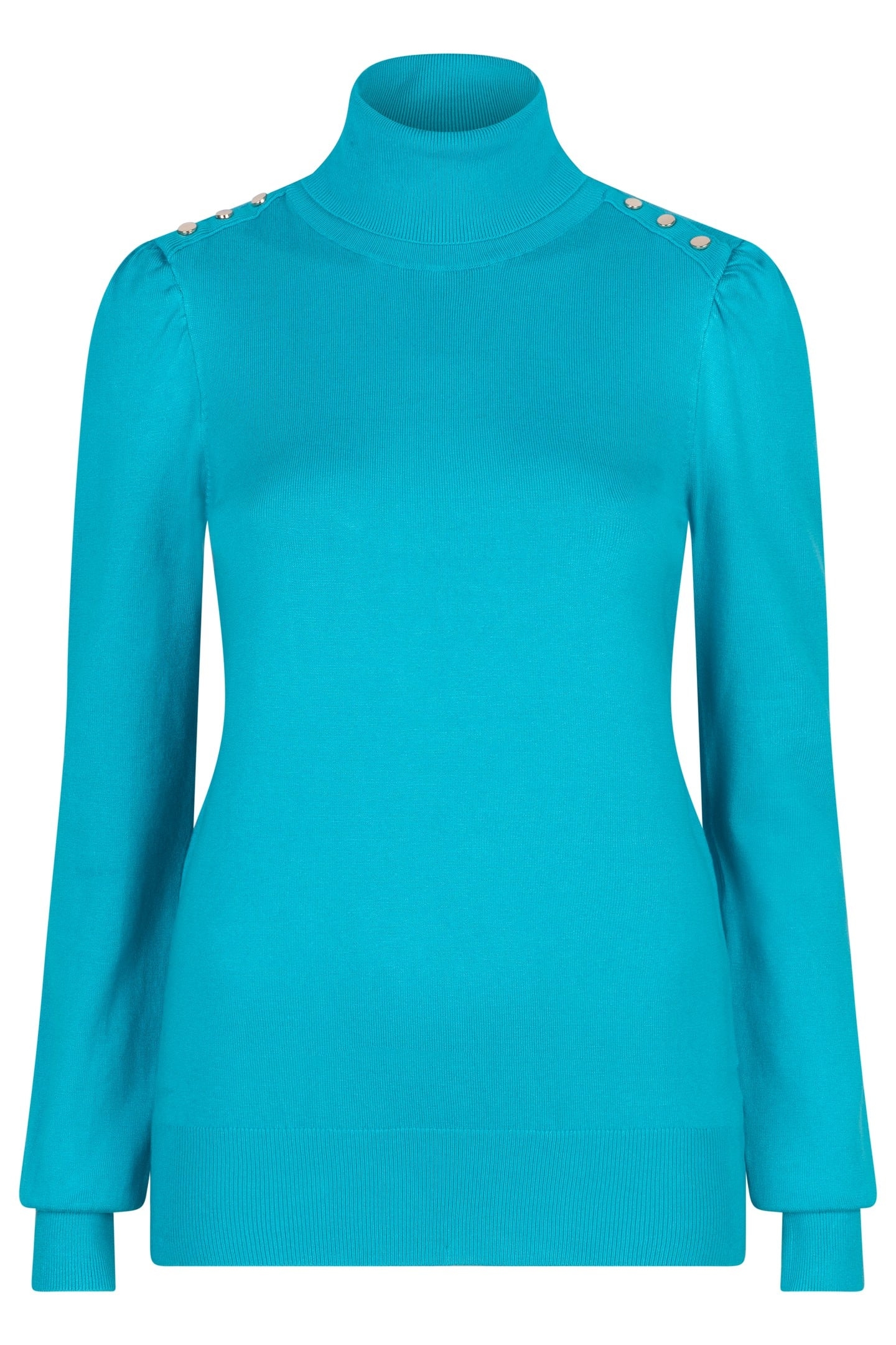 SWEATER FANCY DETAIL SHLDR BASIC KNIT PEACOCK BLUE 1