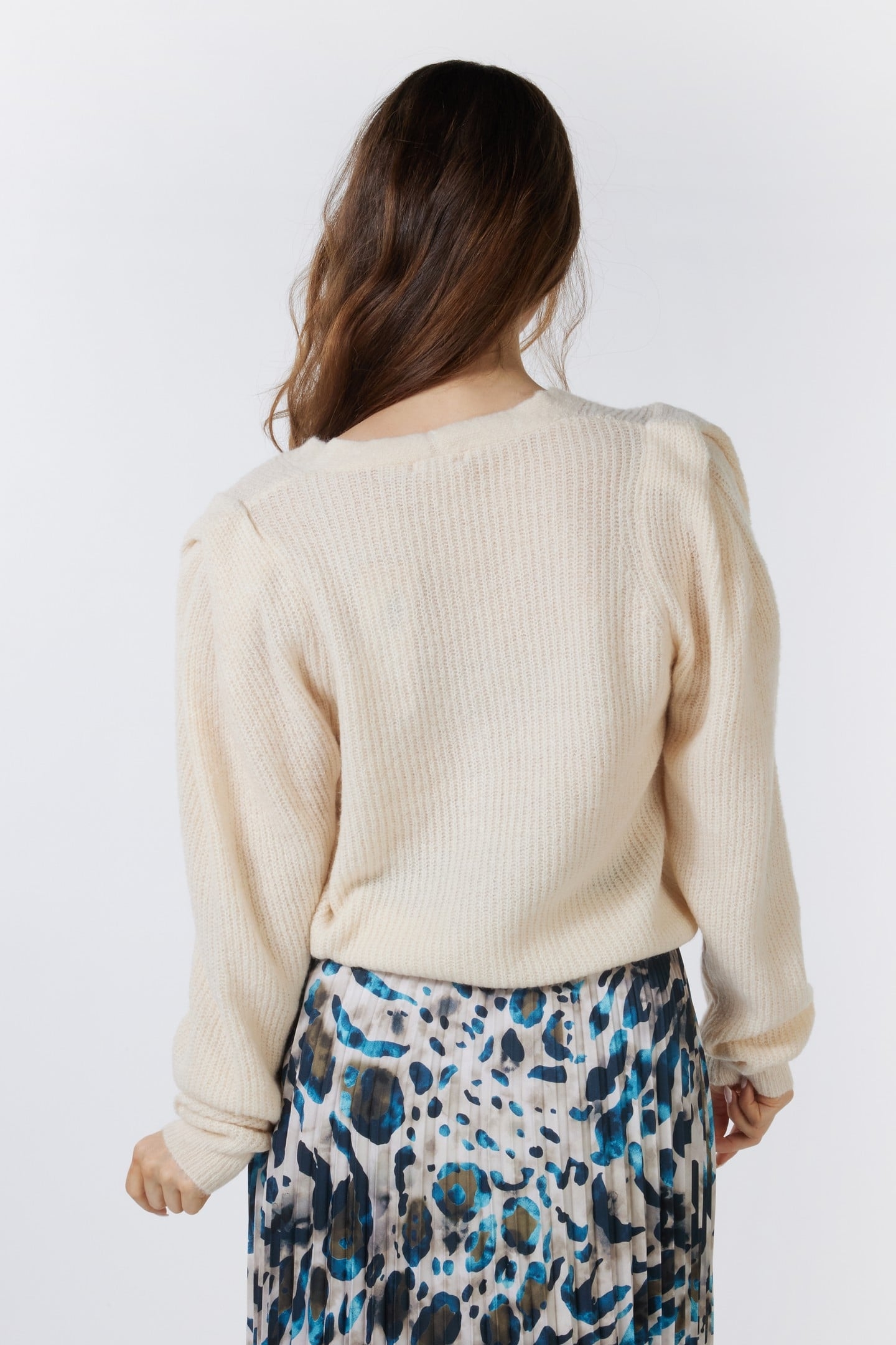 CARDIGAN PUFF SHOULDER LIGHT SAND 4