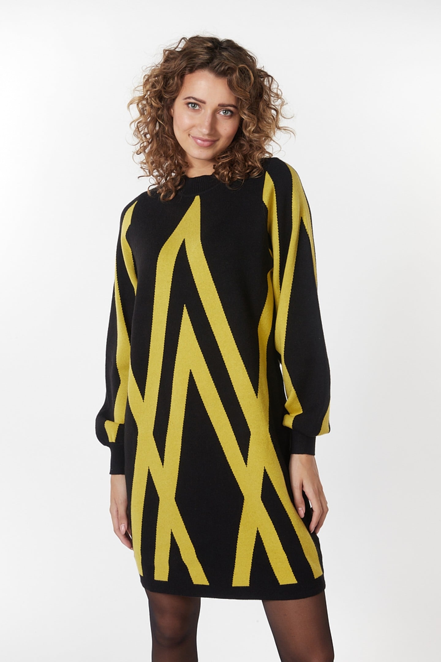 DRESS INTARSIA WARM OLIVE 2