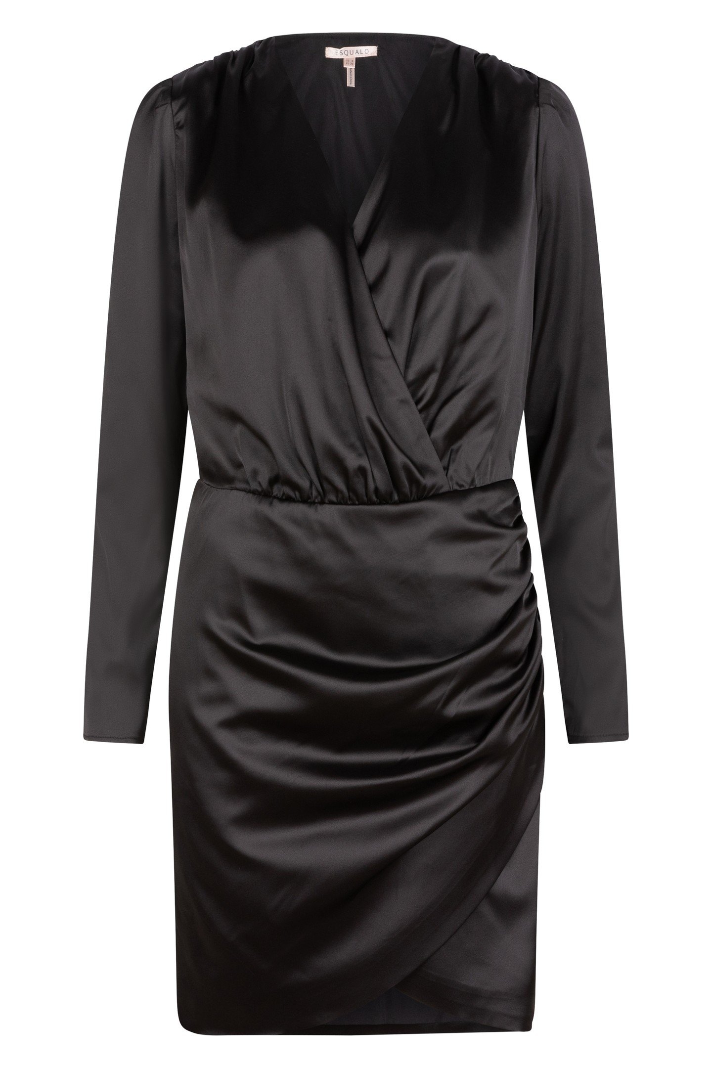 DRESS OVERLAP GATHERING BLACK 4