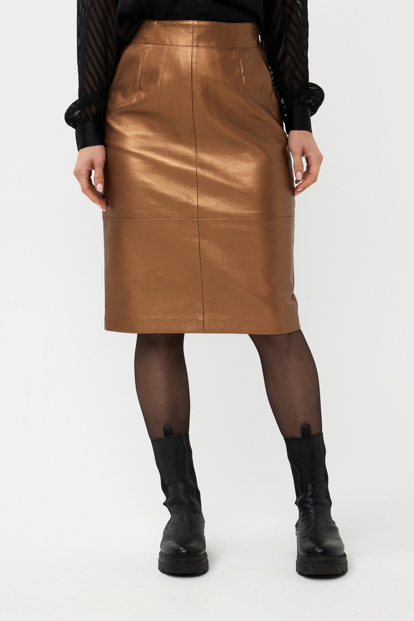 SKIRT PENCIL VEGAN LEATHER BRANDY 2