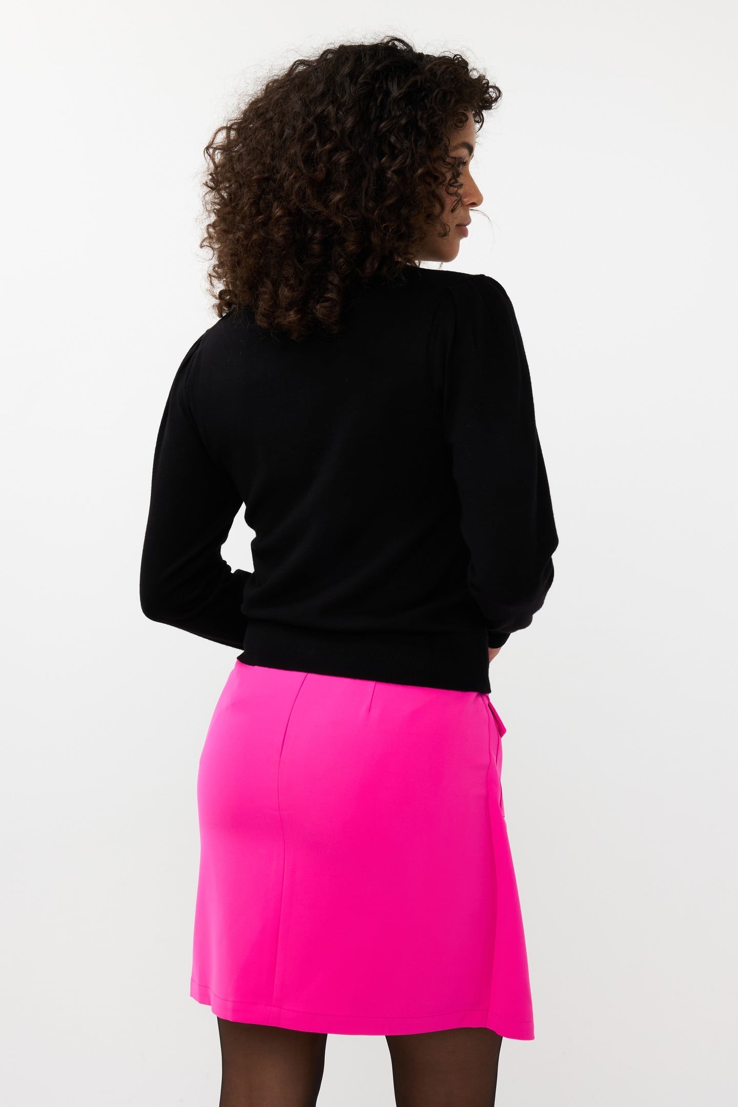 CARDIGAN PUFF SLVE BASIC KNIT BLACK 3