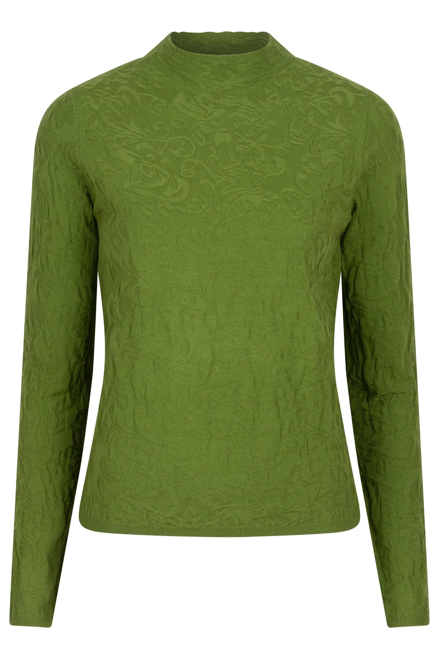 SWEATER SOLID JACQUARD FOREST GREEN 5