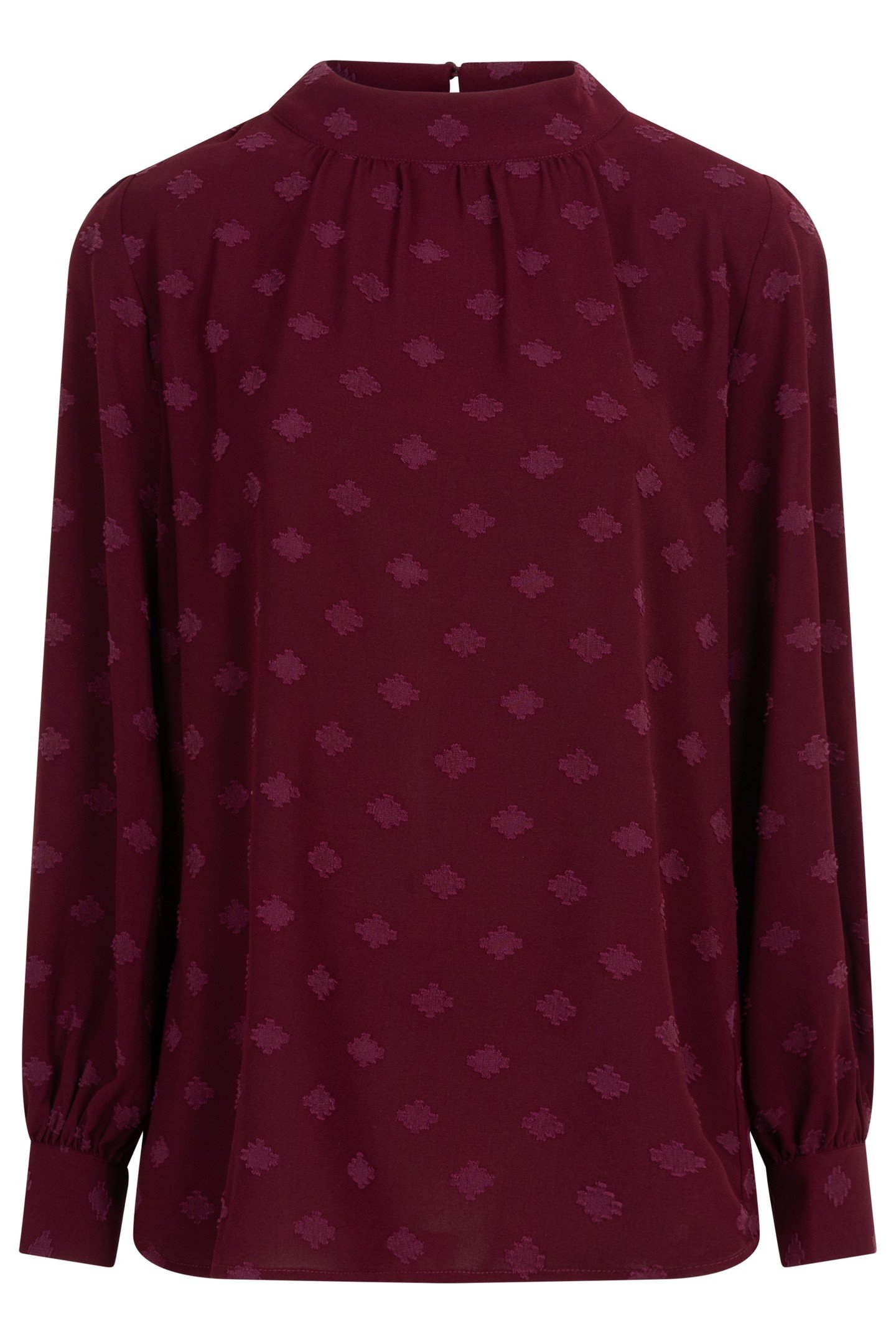 BLOUSE HIGH COLLAR PLUMETIS WINE RED 4