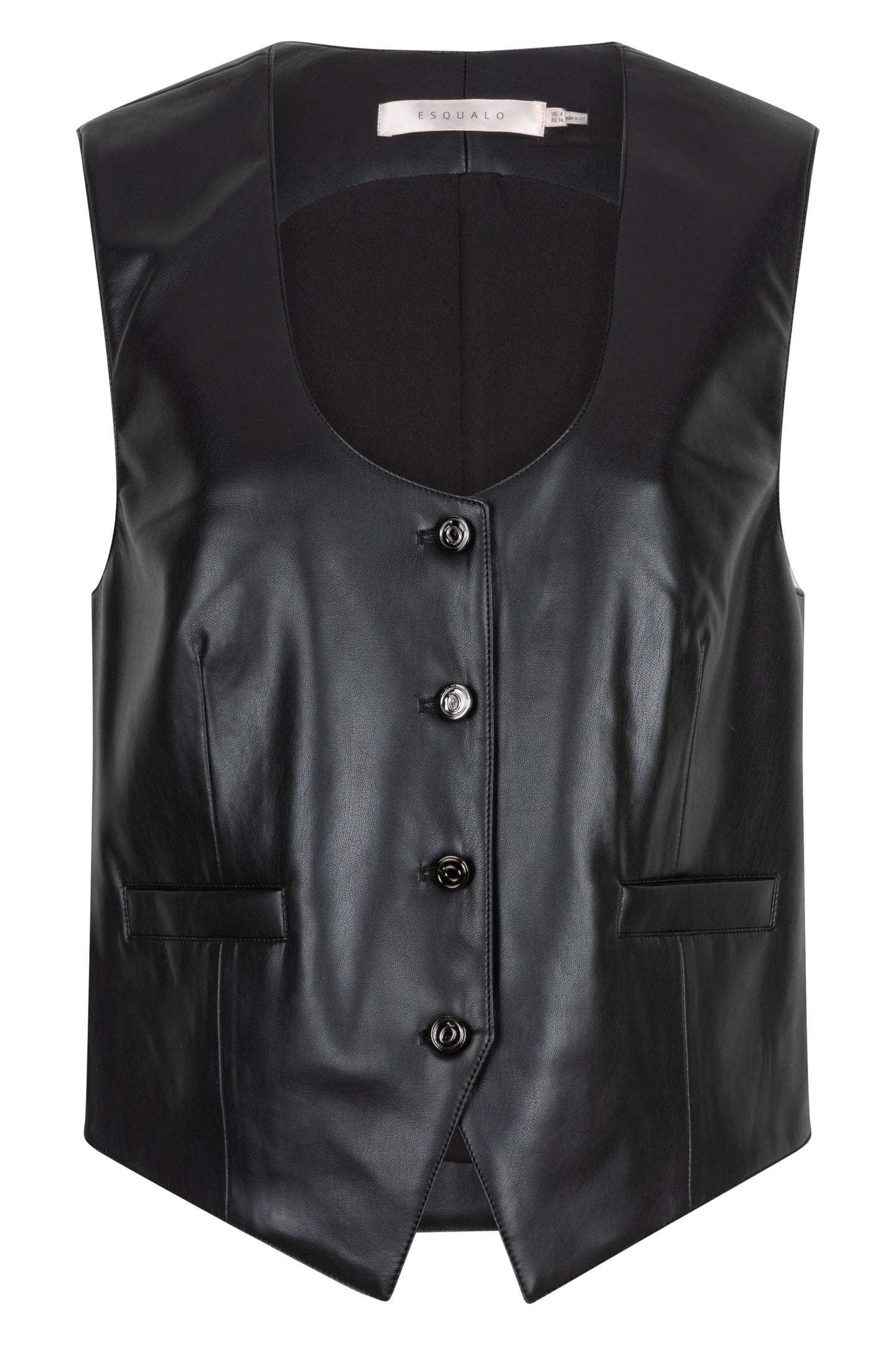 GILET SHORT VEGAN LEATHER BLACK 4