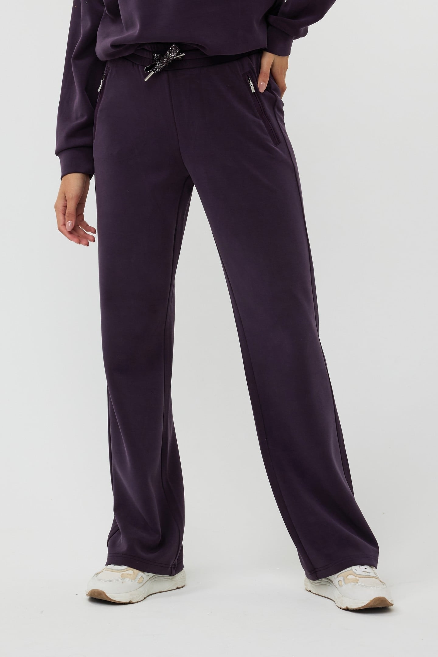 TROUSERS SATIN POCKET MODAL DARK PURPLE 2