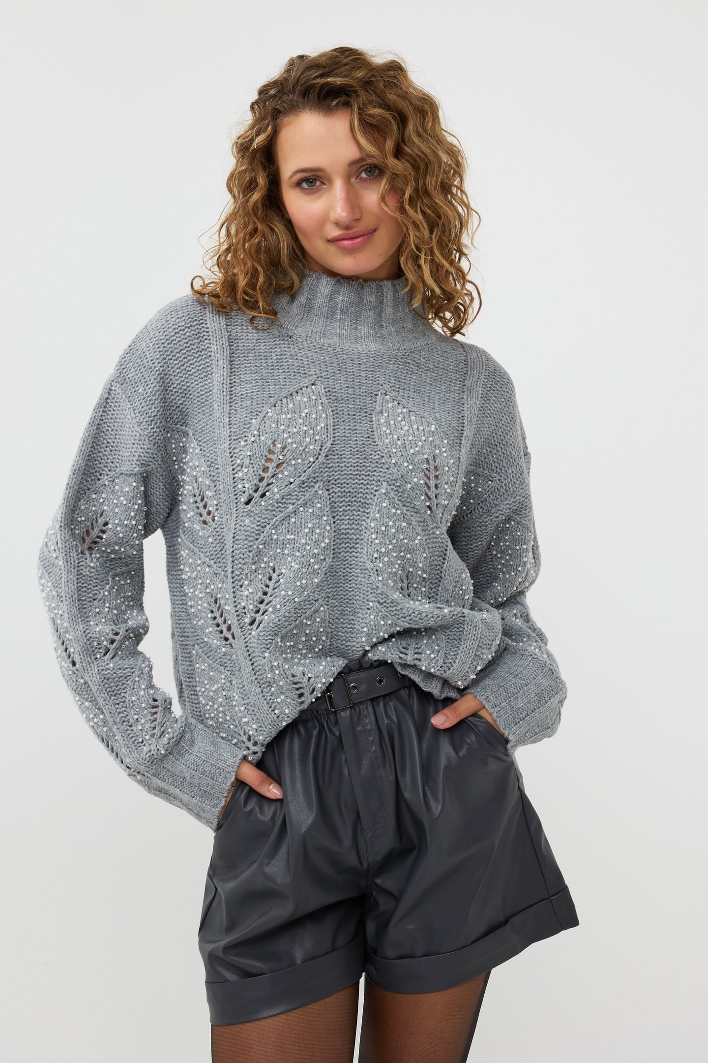 SWEATER MELANGE COL PEARL GREY 2