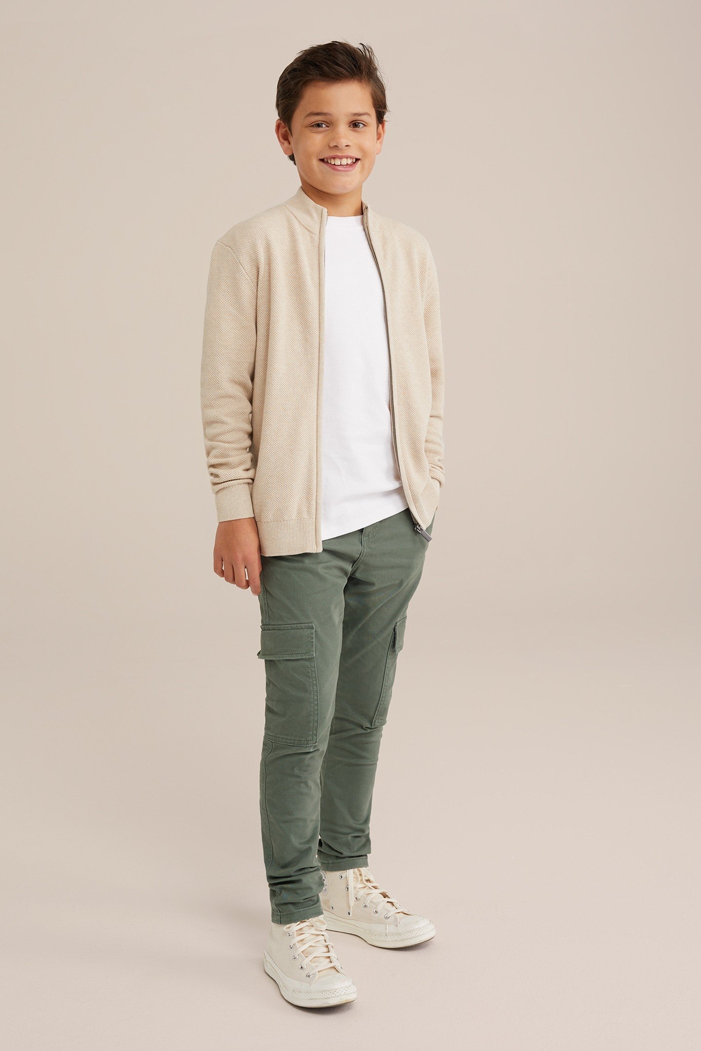 BOYS CARGO PANTS ARMY GREEN 2