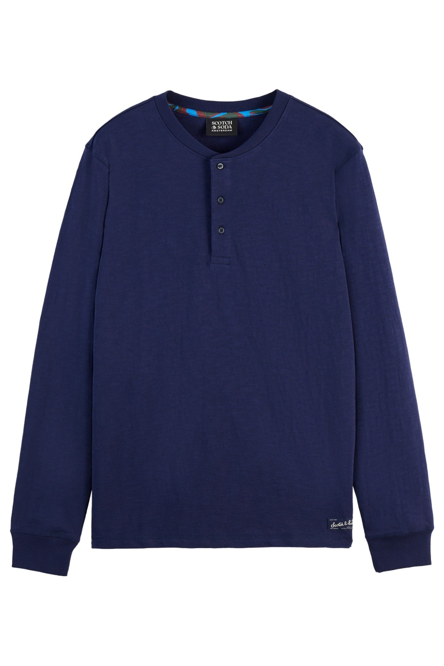 SLUB HENLEY REGULAR FIT LONG SLEEVE T-SHIRT NAVY 1