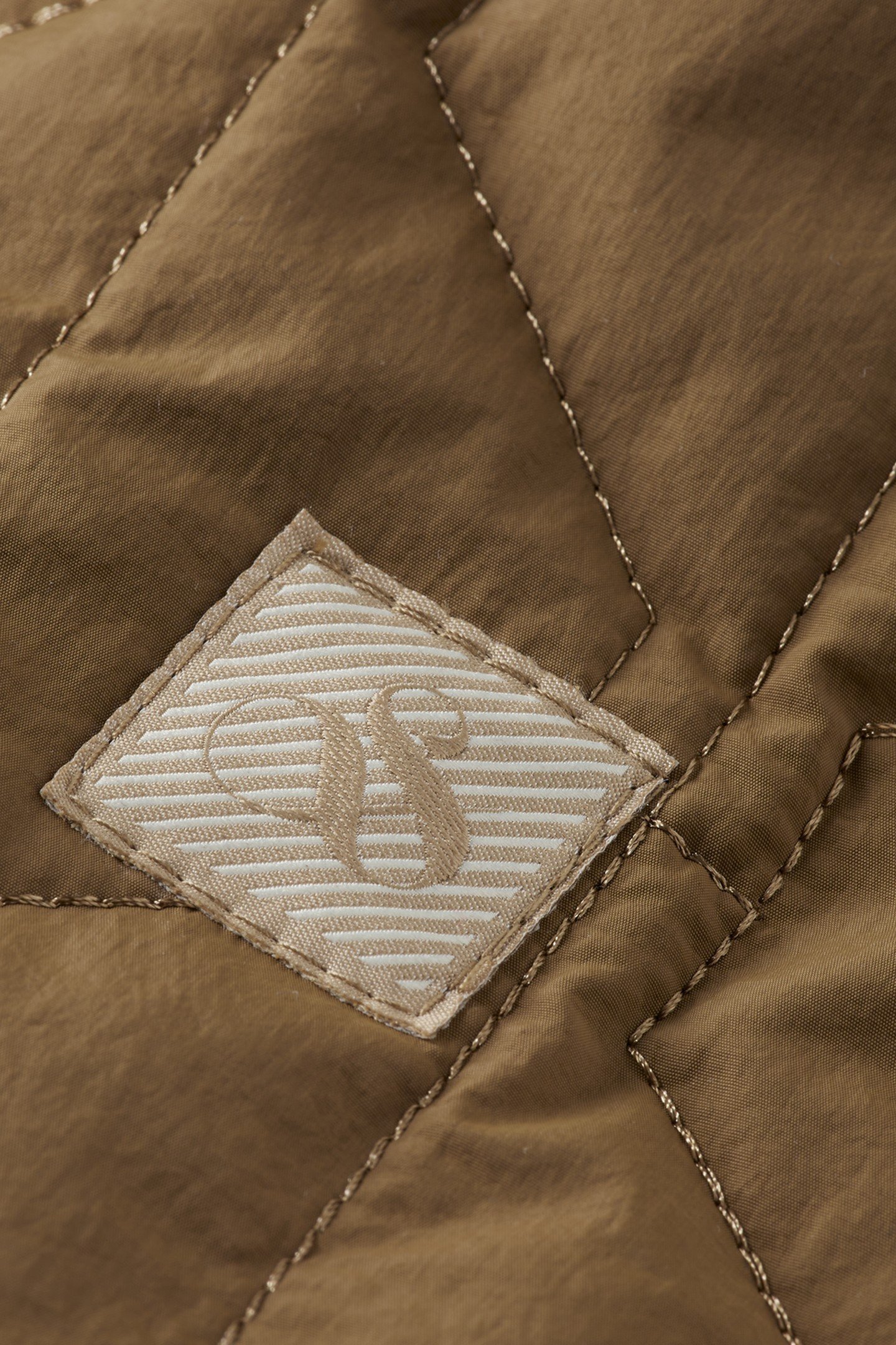 GEOMETRIC QUILTED COAT GOLDEN BROWN 4