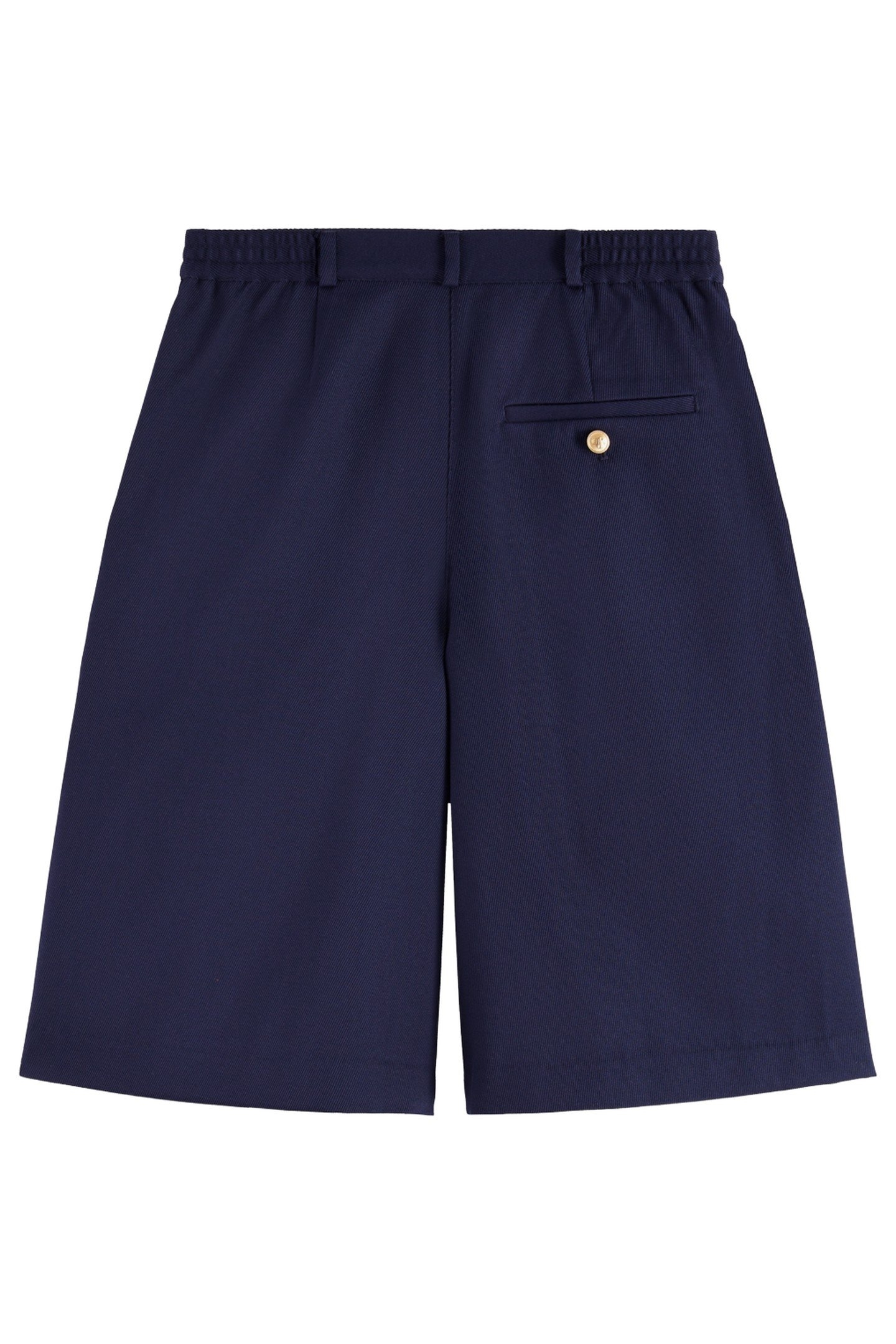 GABARDINE TWILL A-LINE PLEAT FRONT SHORT NAVY 3