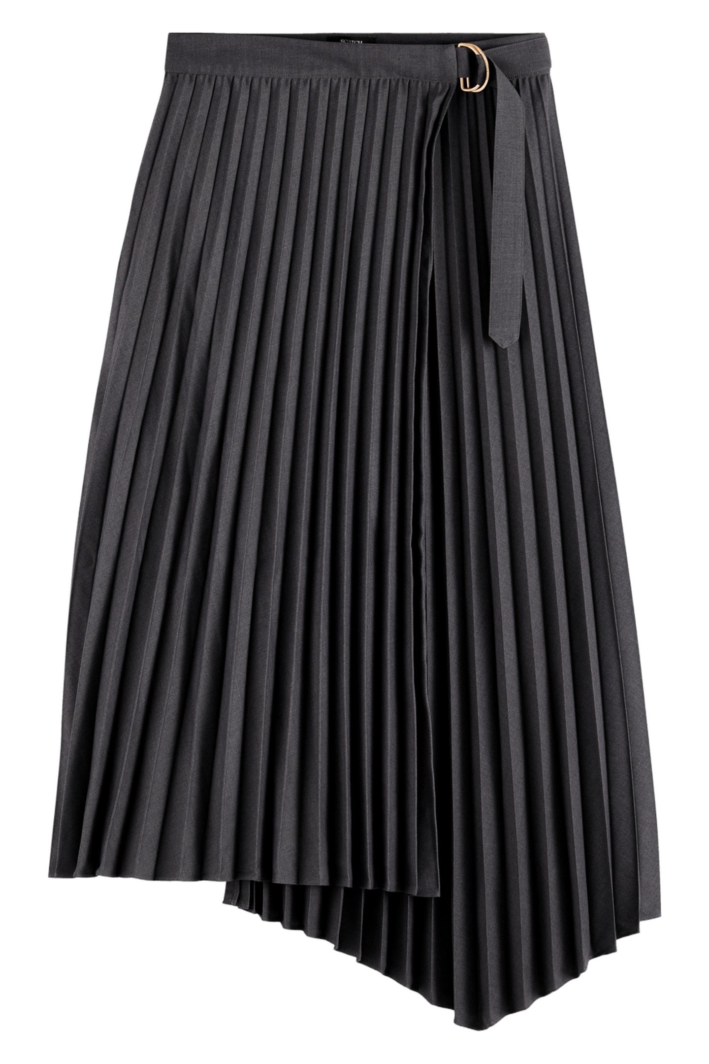 TAILORED PLEATED SKIRT CHARCOAL 1