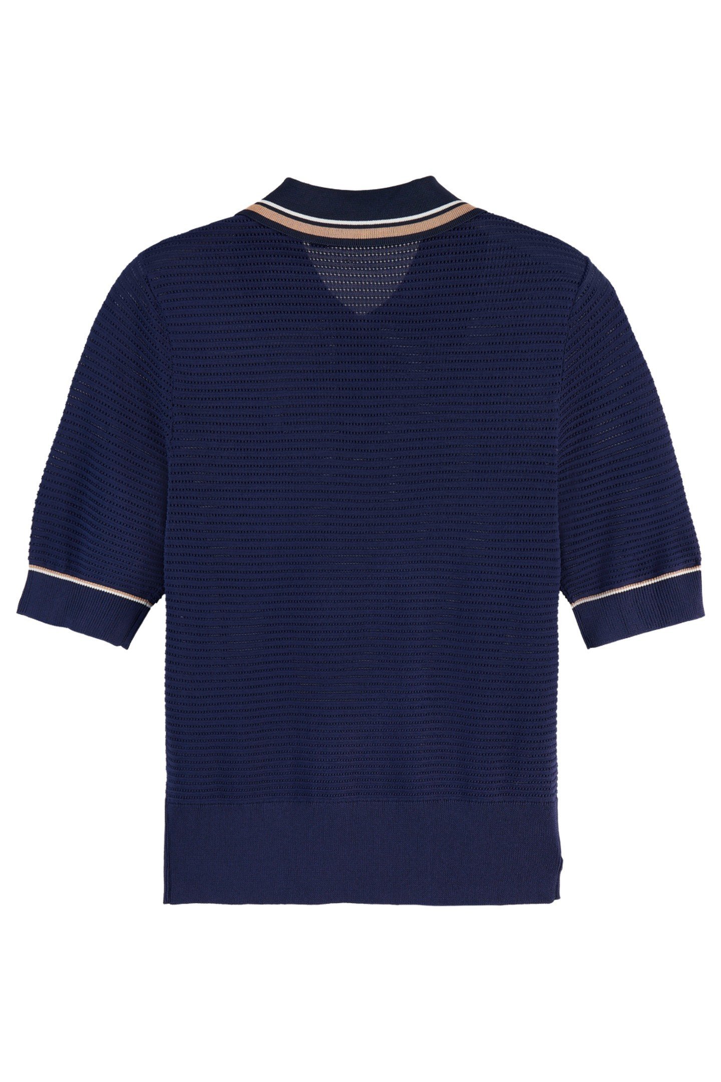 POINTELLE COLLARED KNITTED TEE NAVY 3
