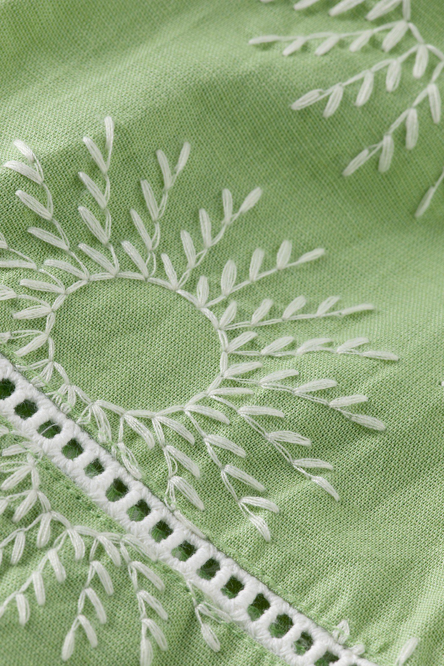 COTTON LINEN EMBROIDERED SHORT SLEEVE SHIRT PISTACHIO 5