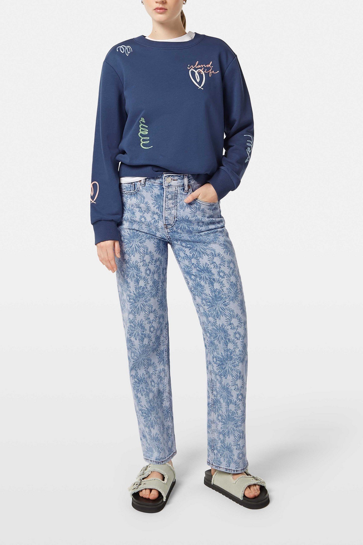 EMBROIDERED REGULAR FIT SWEATSHIRT ATLANTIC BLUE 1