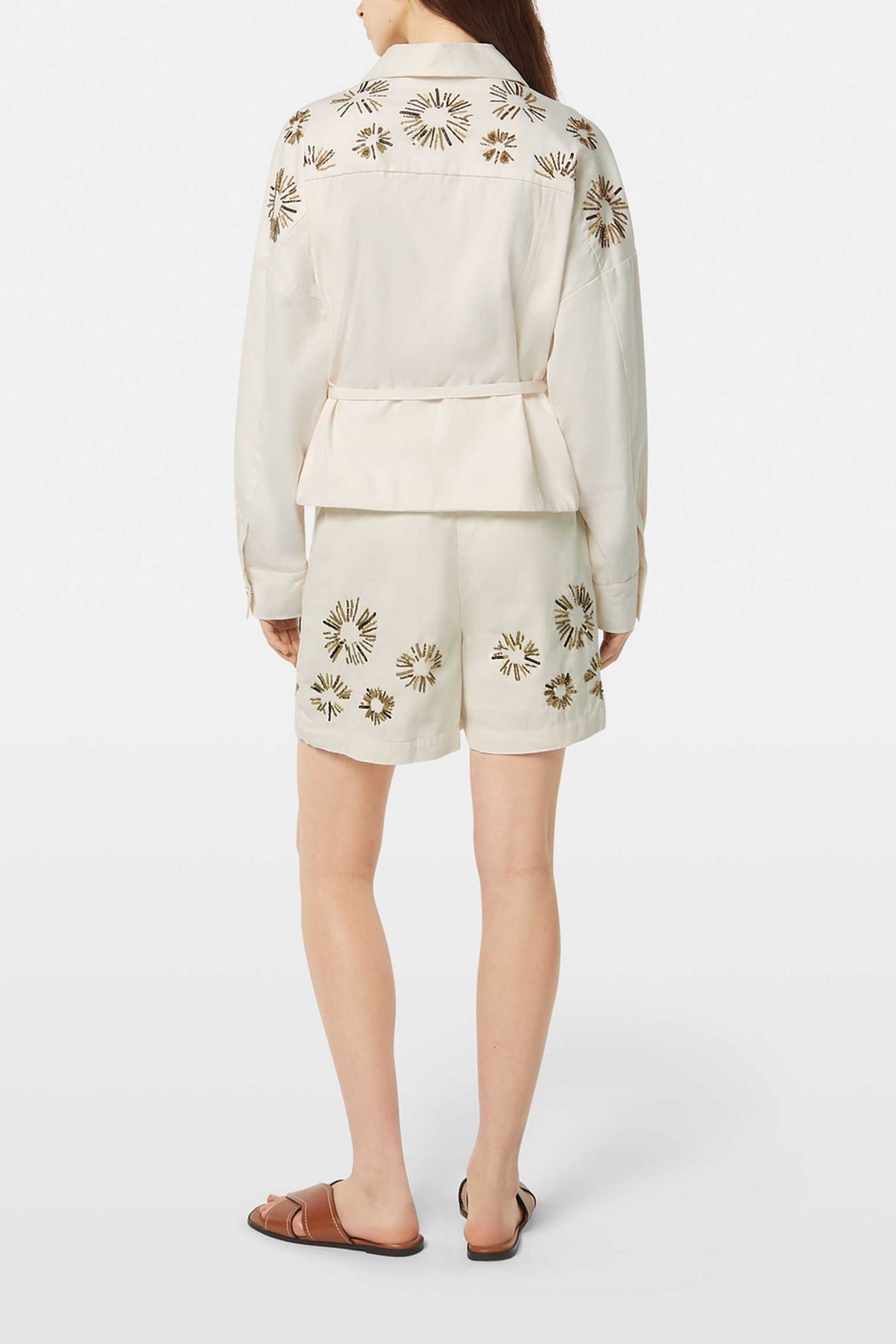 EMBELLISHED BELTED COTTON TRUCKER JACKET SOFT ICE 3