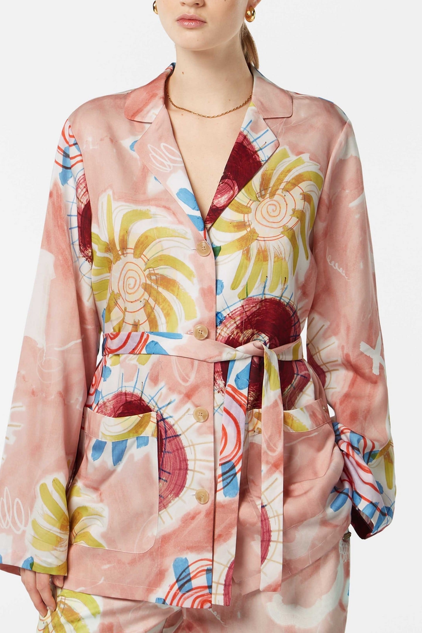 PRINTED PYJAMA BLAZER ABSTRACT SUN PINK 5