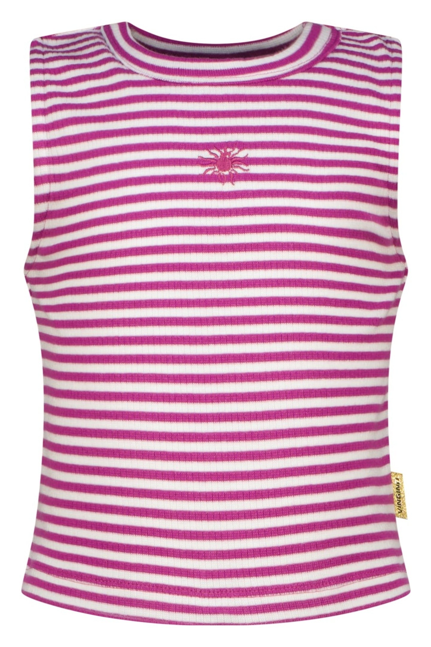 GIRLS BASIC-CROP RIB TOP STRIPE TOP ASTER PINK 1