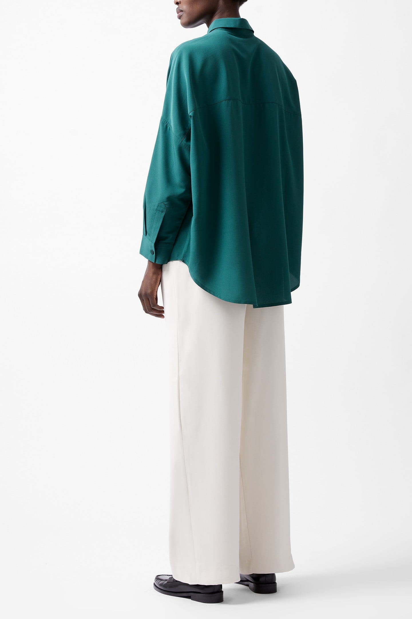 CAPRINA CREPE LS BUTTON SHIRT FOREST 2