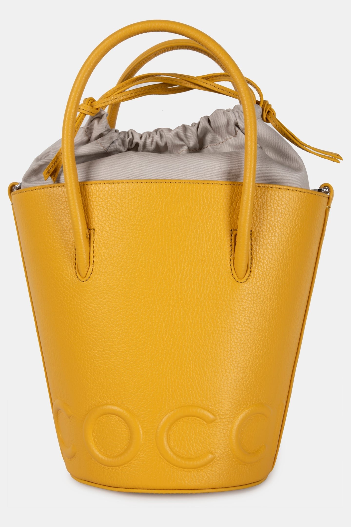 LEATHER BUCKET BAG IN MUSTARD YELLOW 2