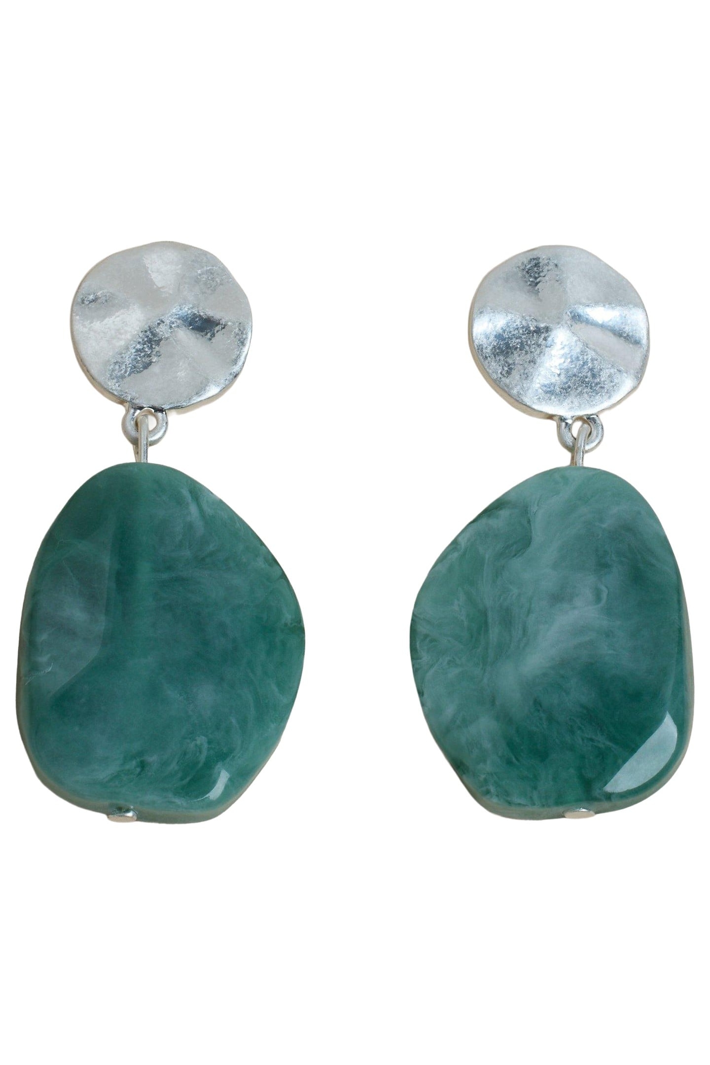 HAMMERED RESIN DROP EARRING GREEN MULTI 2