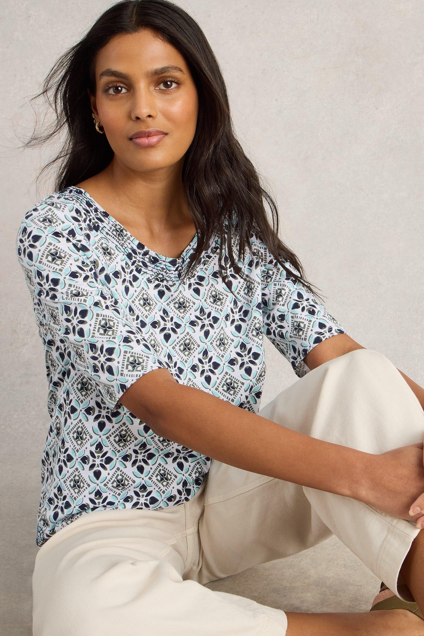 WEAVER JERSEY TEE WHITE PRINT 6