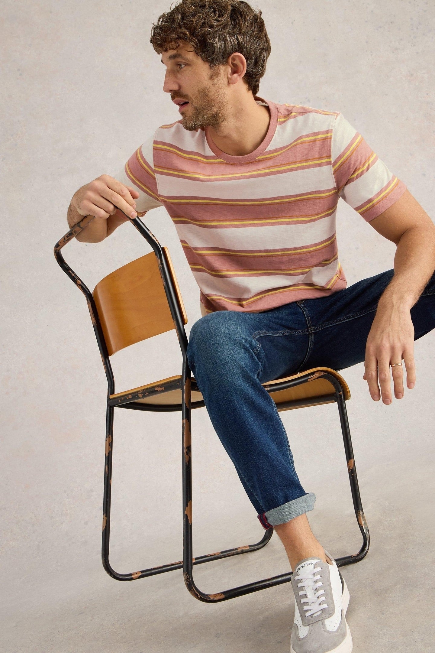 ABERSOCH STRIPE SS TEE WHITE MULTI 6