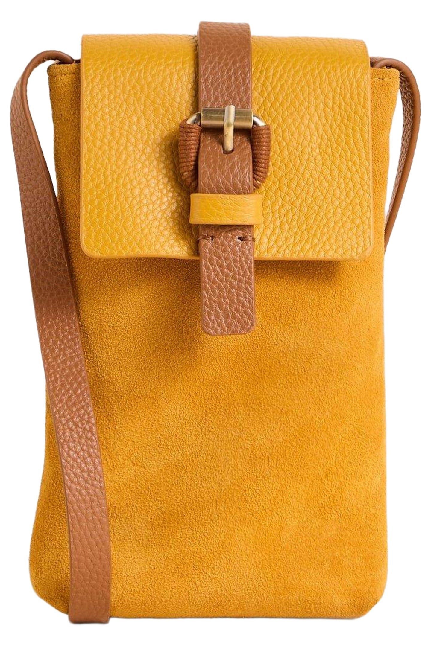CLARA BUCKLE LEATHER PHONE BAG DEEP YELLOW 3