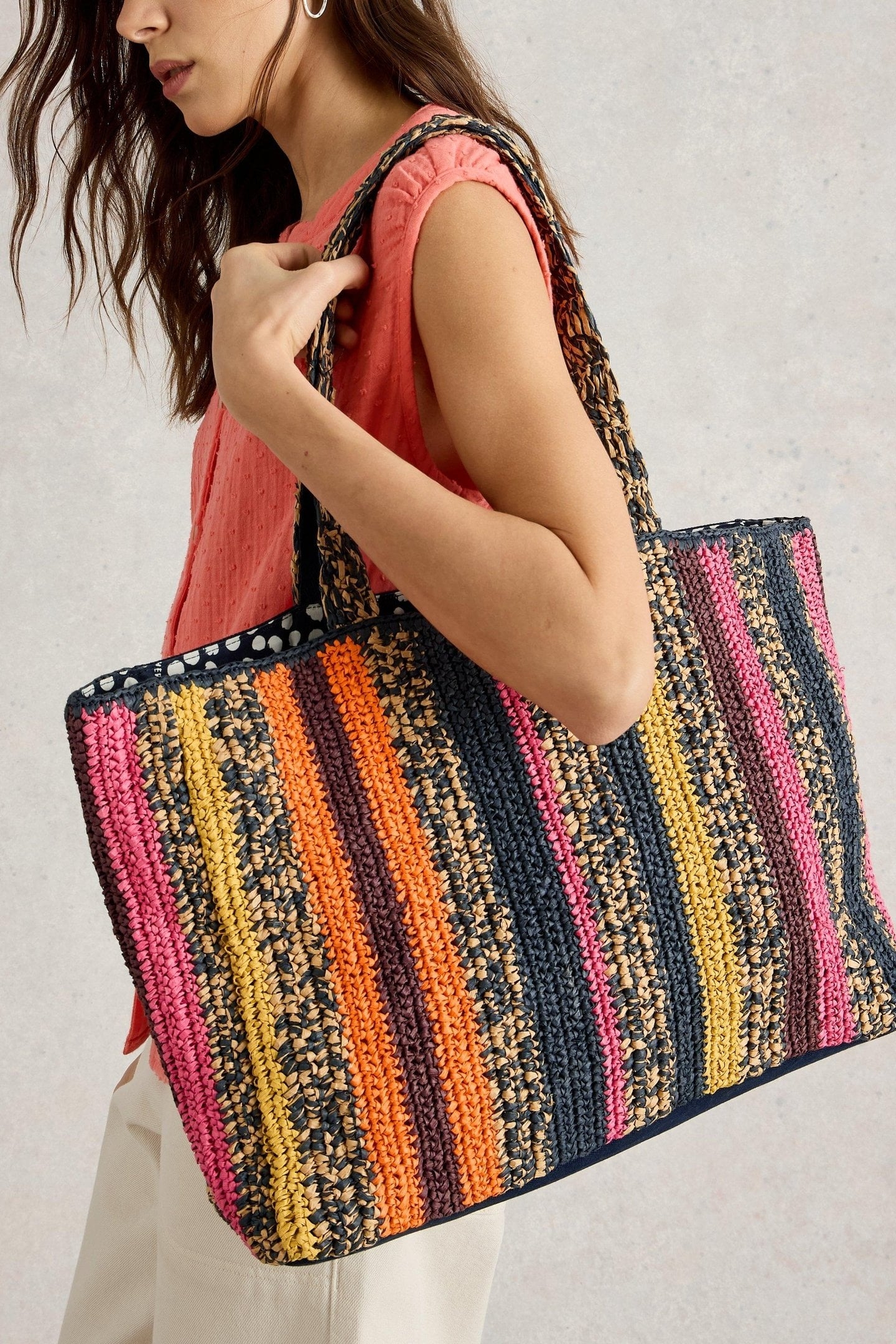 SABRINA CROCHET TOTE BAG NAVY MULTI 5