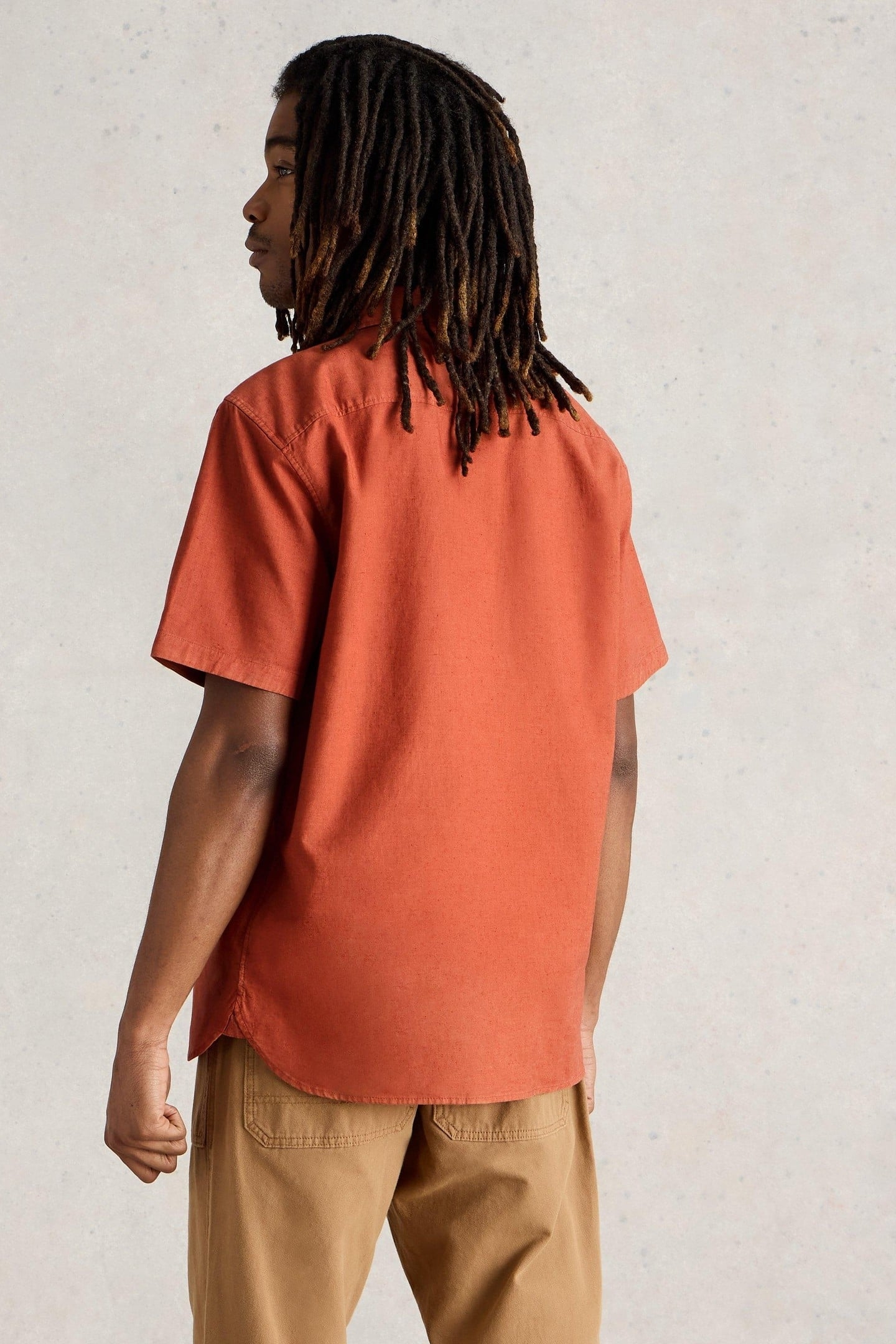 ELY LINEN COTTON SS SHIRT DARK ORANGE 4