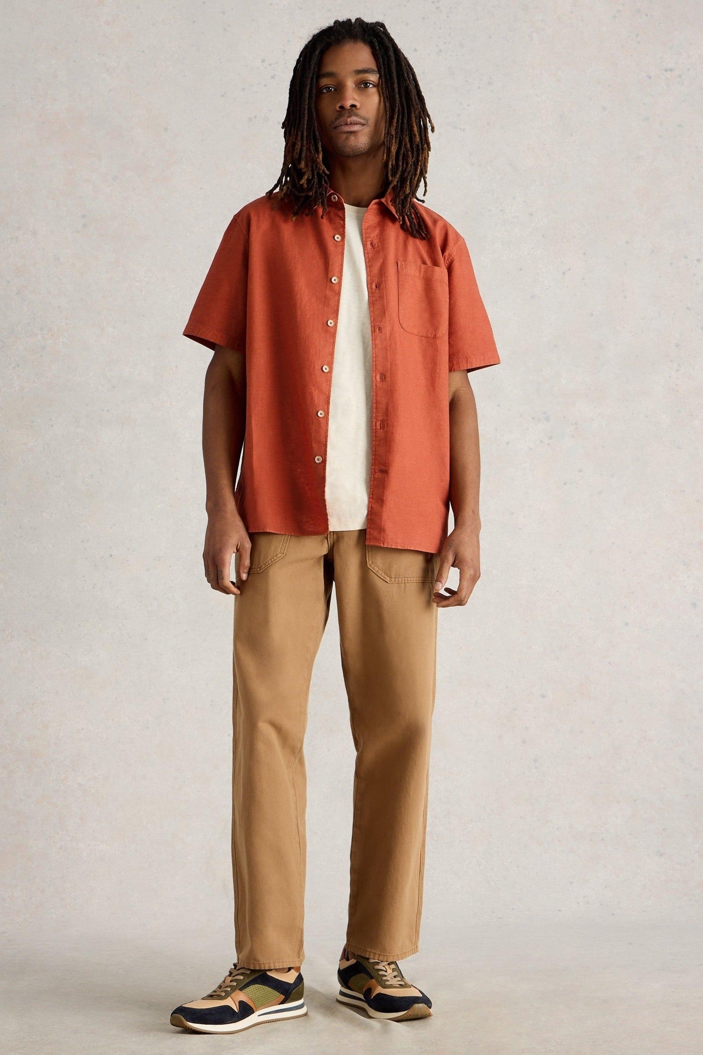 ELY LINEN COTTON SS SHIRT DARK ORANGE 3