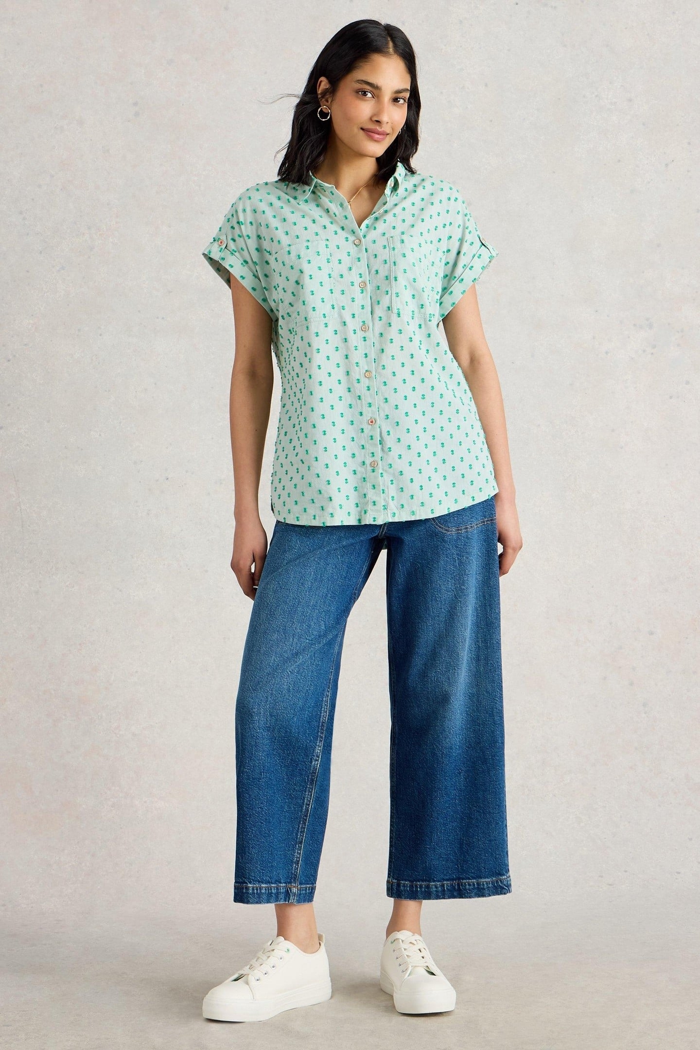 ELLIE ORGANIC COTTON SHIRT GREEN MULTI 2