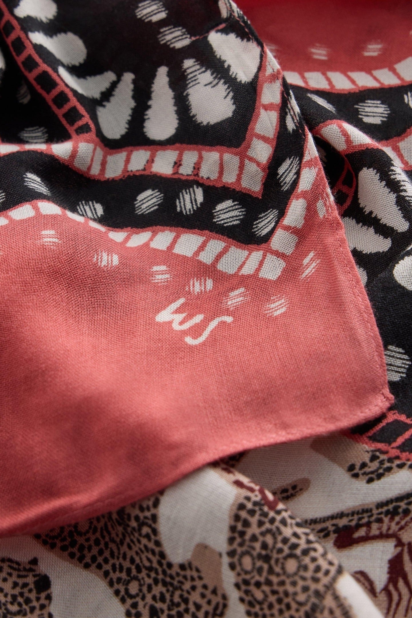 LUCINDA LEOPARD BORDER SCARF NATURAL MULTI 3