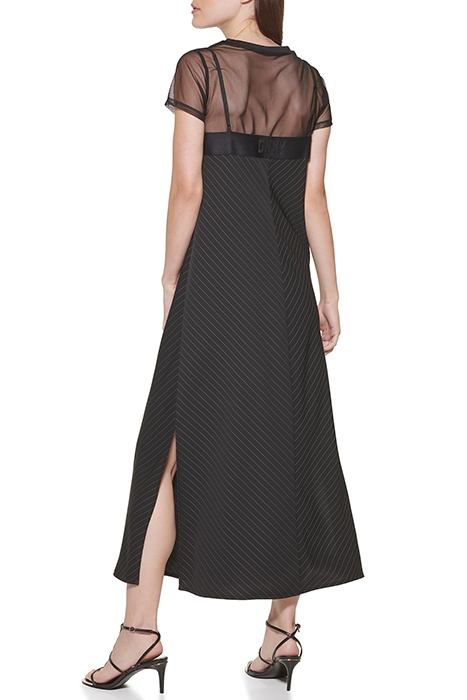 MIDI CAMI DRESS W/ S BLK/IVORY 2