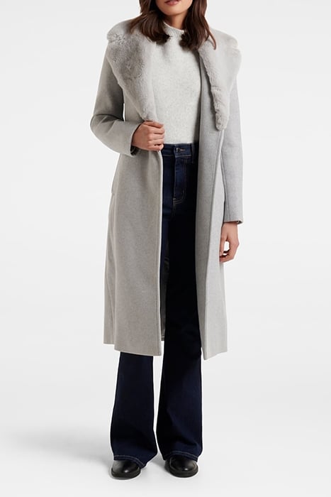 CHARLIE FAUX FUR COLLAR COAT GREY 4