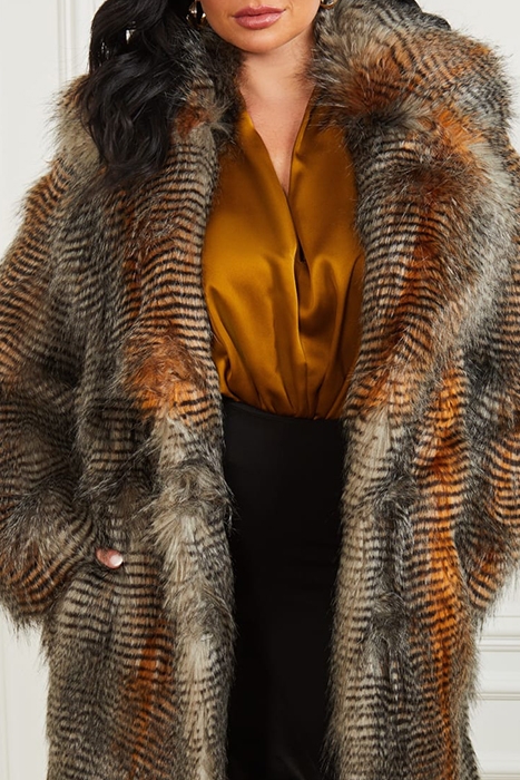 ALEXANDRA COAT MICROSTRIPED FAUX FUR 4