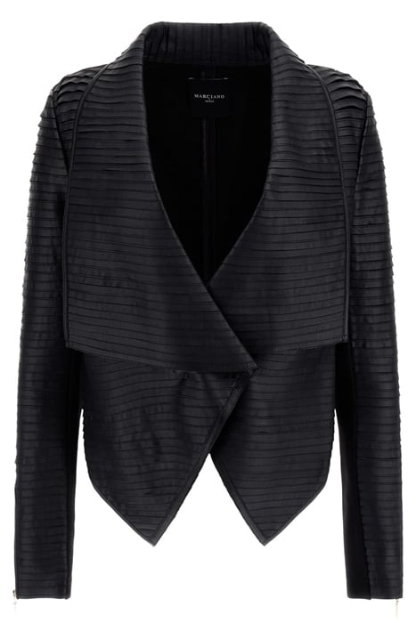 SHAYNA DRAPE LEATHER JET BLACK & BIKER JACKET 4