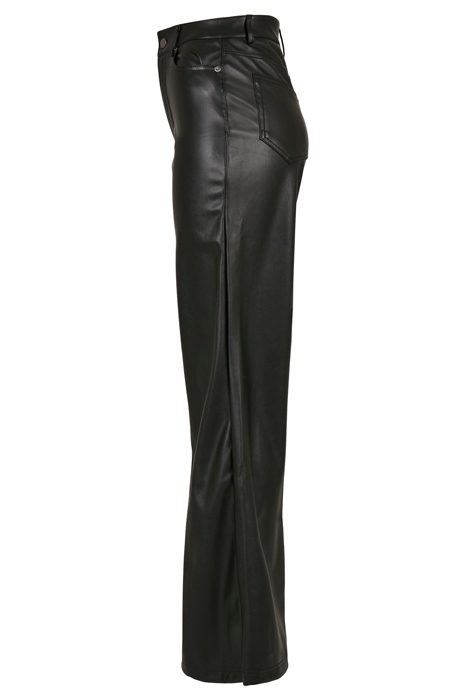 LADIES FAUX LEATHER WIDE LEG PANTS BLACK 7