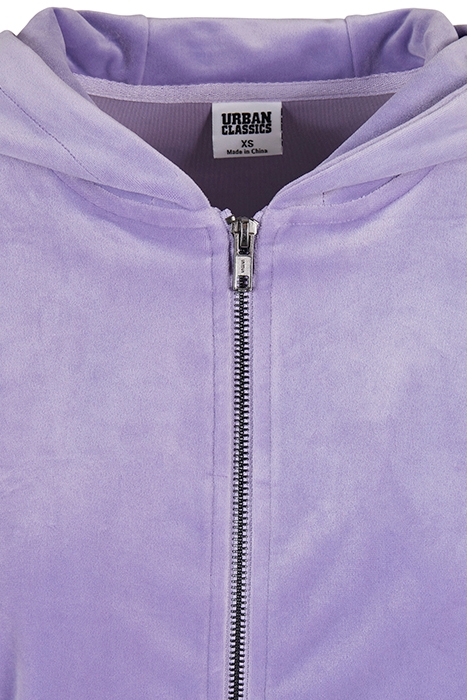 LADIES SHORT VELVET ZIP HOODY LAVENDER 8