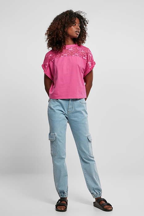 LADIES SHORT OVERSIZED LACE TEE BRIGHTVIOLET 4